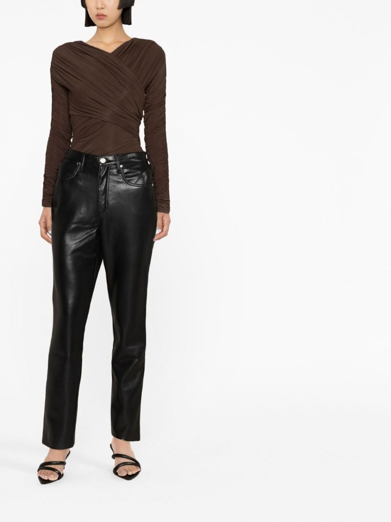 Black High Waist Recycled Leather Trousers