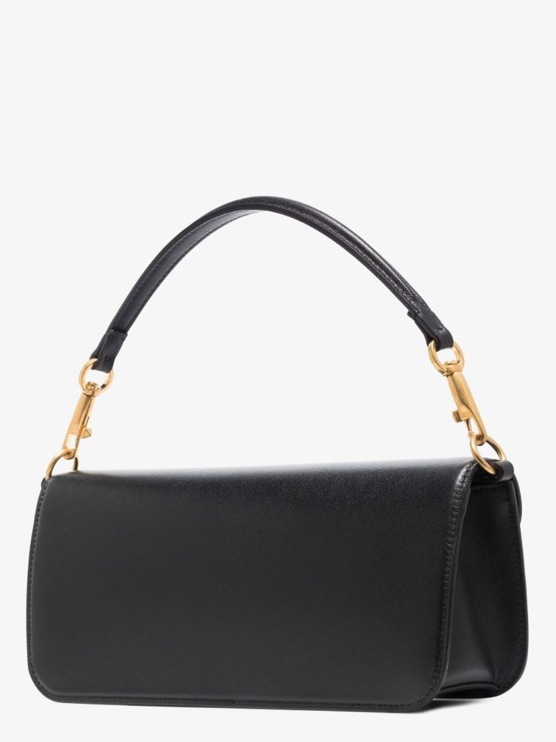 Black Vlogo Leather Shoulder Bag