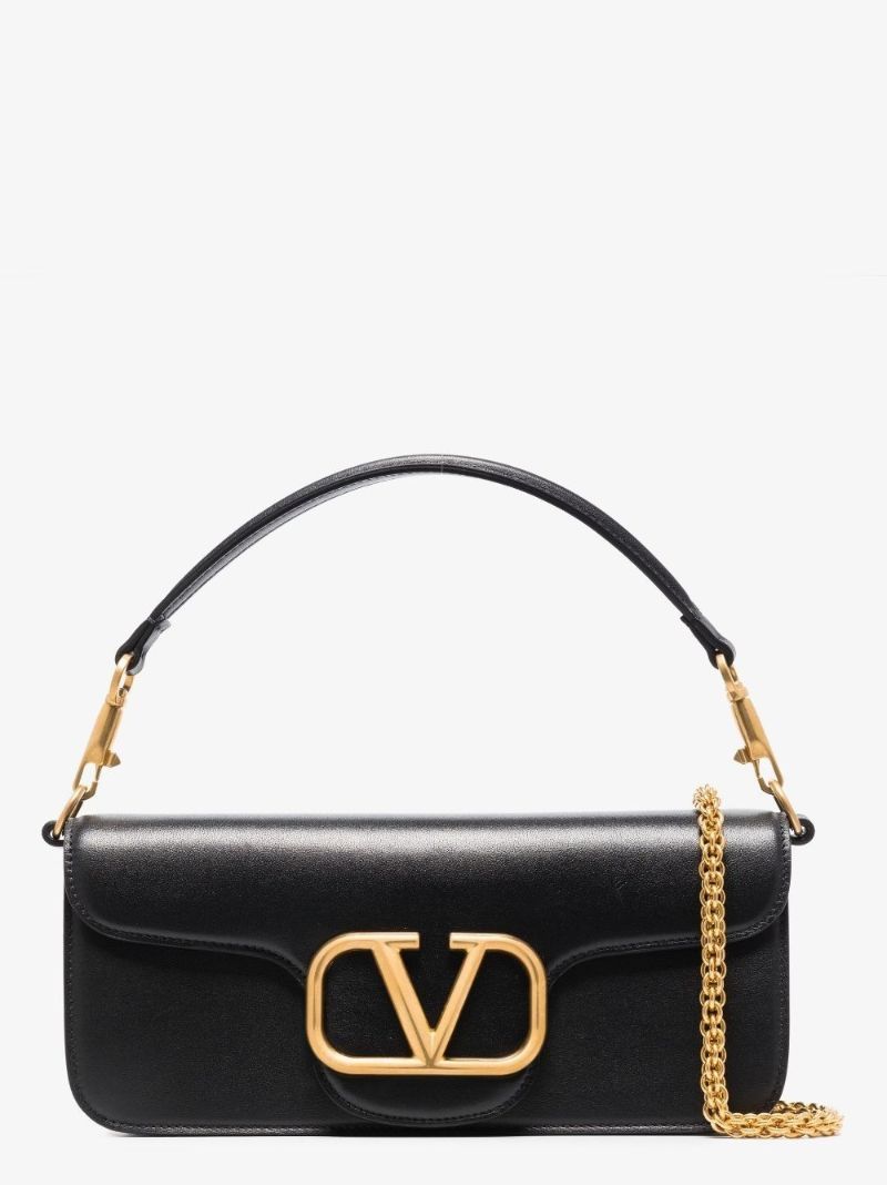 Black Vlogo Leather Shoulder Bag