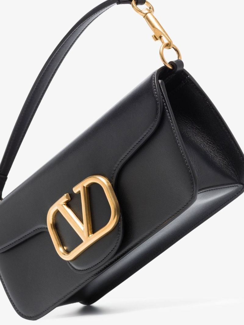 Black Vlogo Leather Shoulder Bag