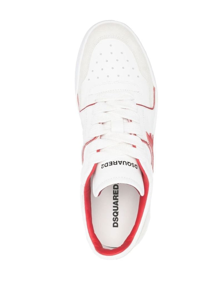 White Maple Leaf Leather Sneakers