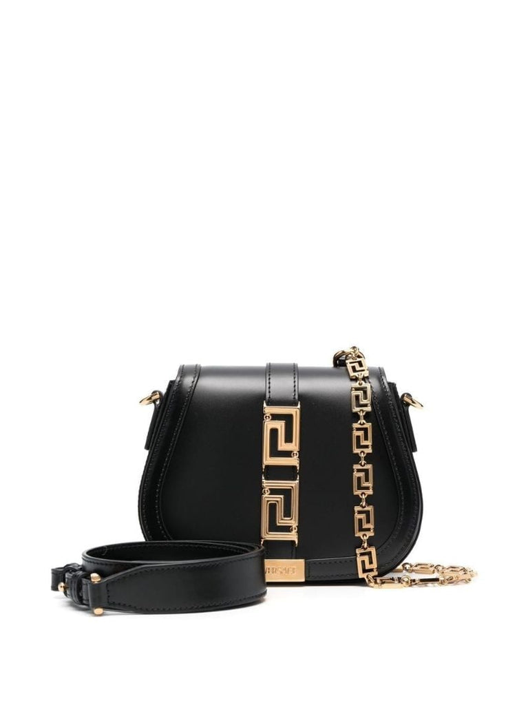 Black Greca Goddess Shoulder Bag