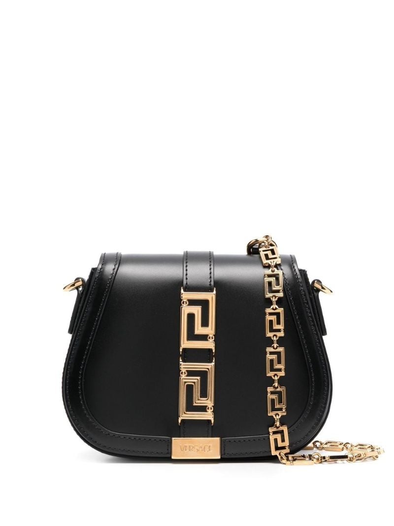 Black Greca Goddess Shoulder Bag