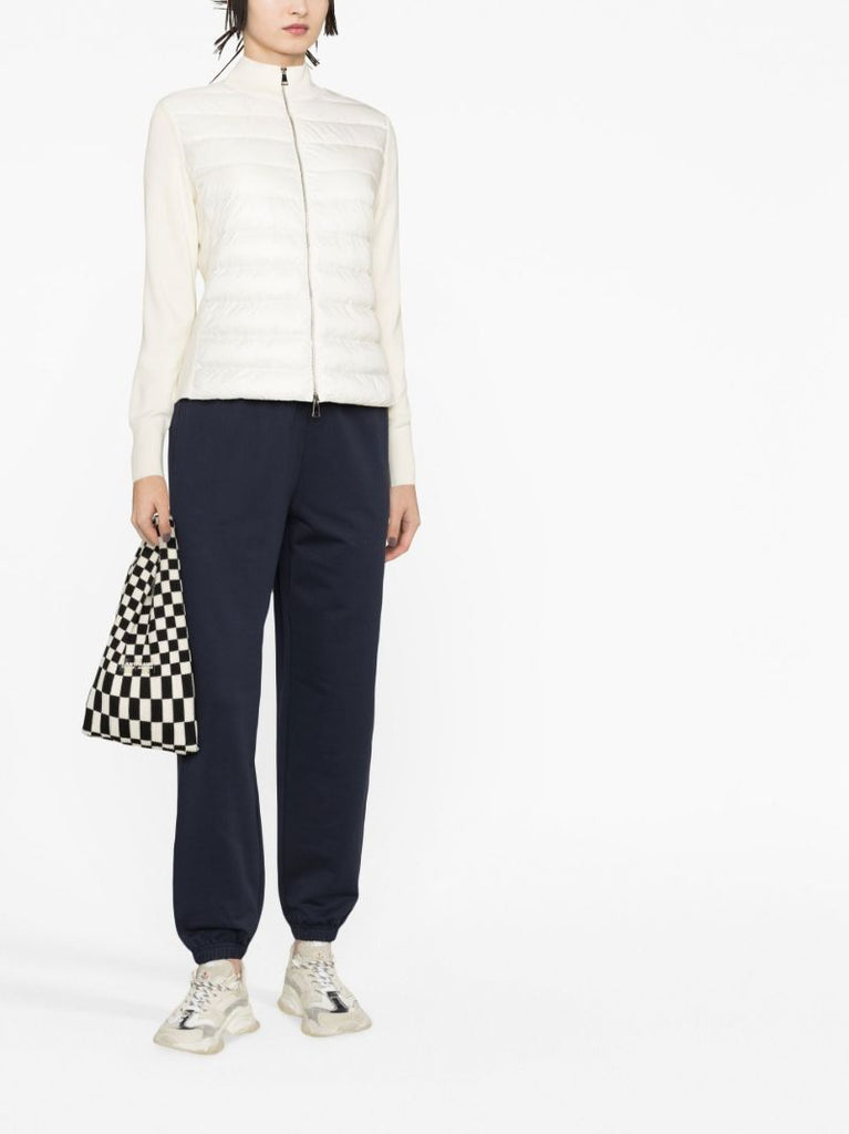 White Padded Wool Cardigan