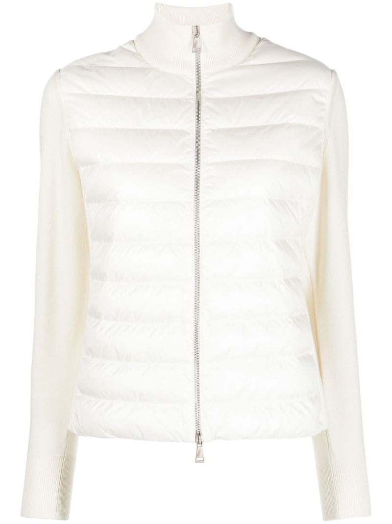White Padded Wool Cardigan