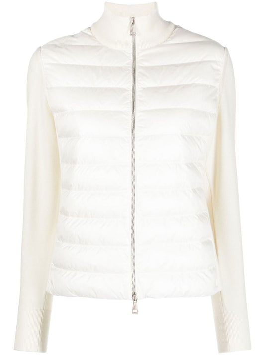 White Padded Wool Cardigan