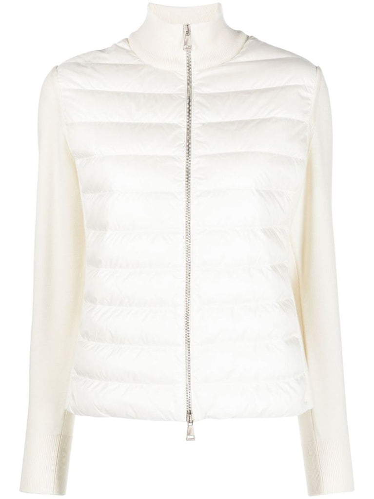 White Padded Wool Cardigan
