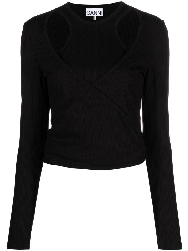 Black Cut-out Neck Top