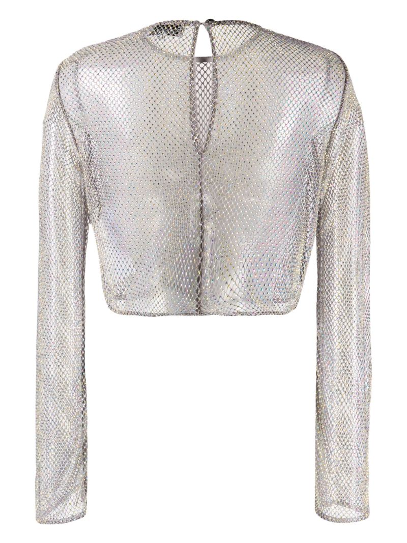 Silver Crystal Embellished Crop Top