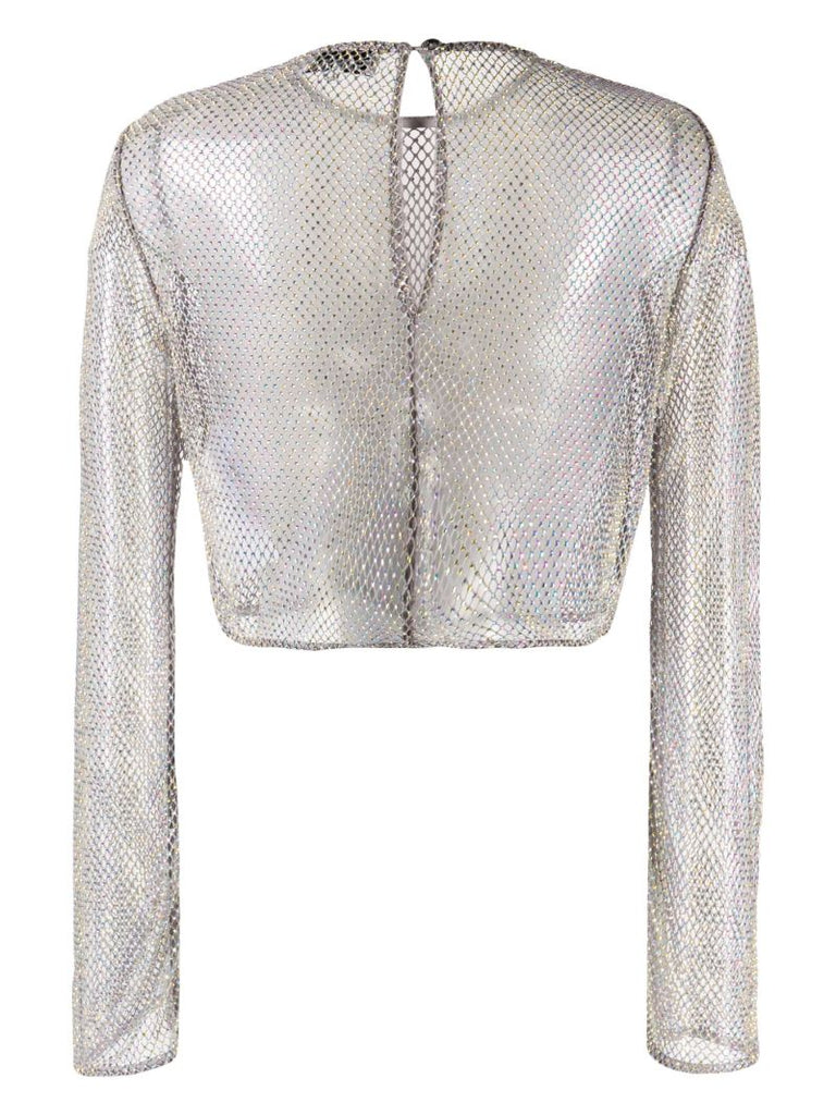 Silver Crystal Embellished Crop Top