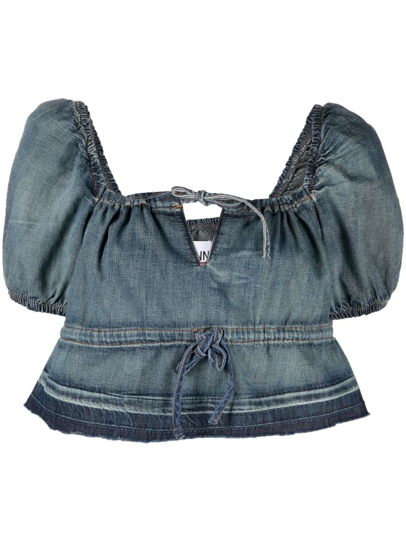 Blue Cropped Denim Top