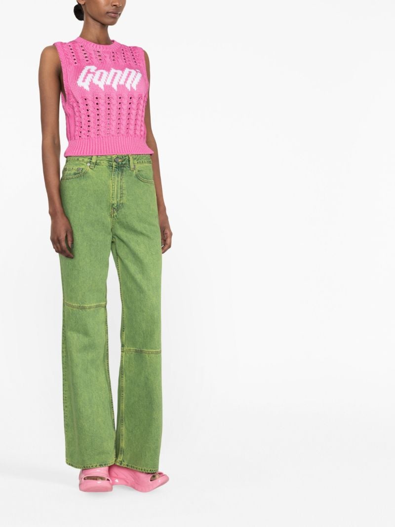 Pink Logo Intarsia Cable-knit Vest