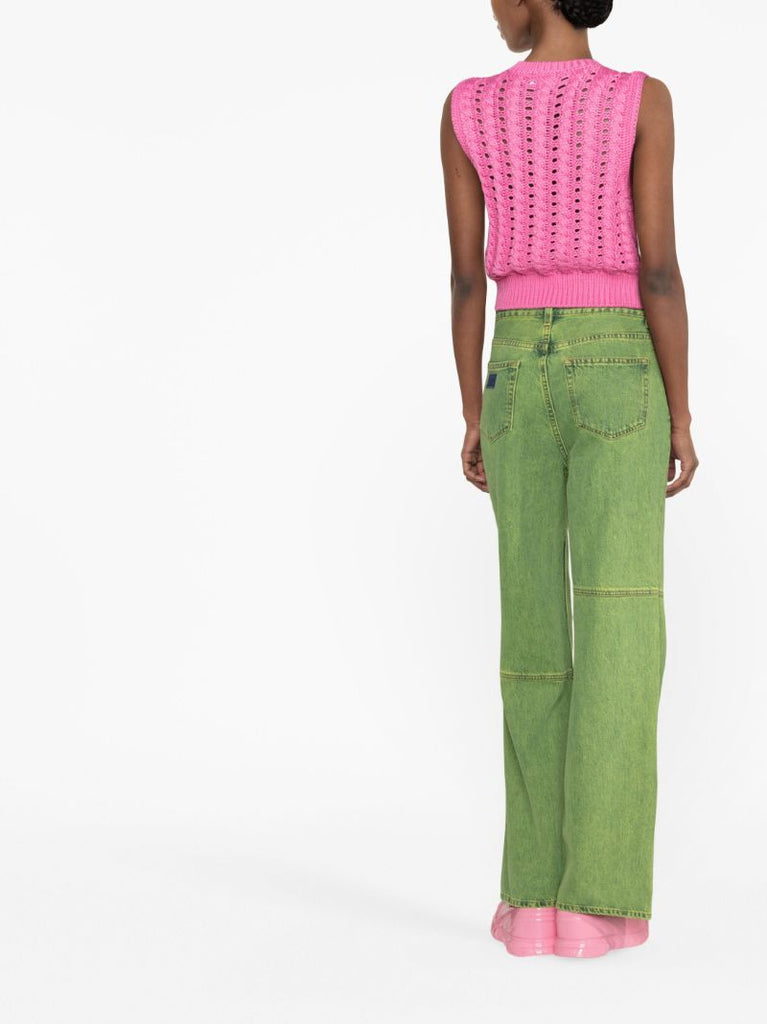 Pink Logo Intarsia Cable-knit Vest