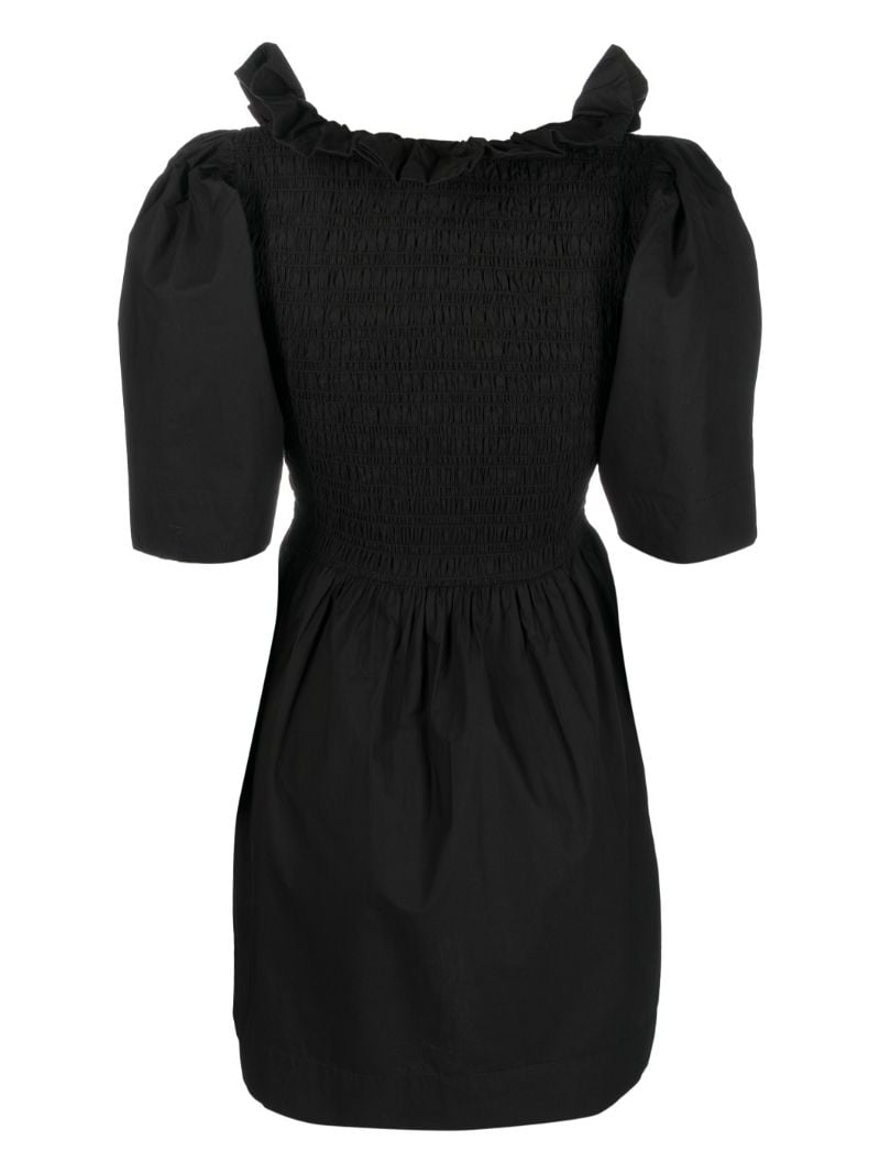 Black Smocked Organic Cotton Mini Dress