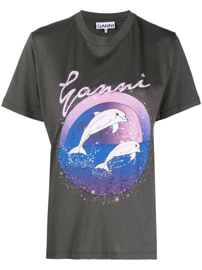 Grey Graphic Print Crew-neck T-shirt