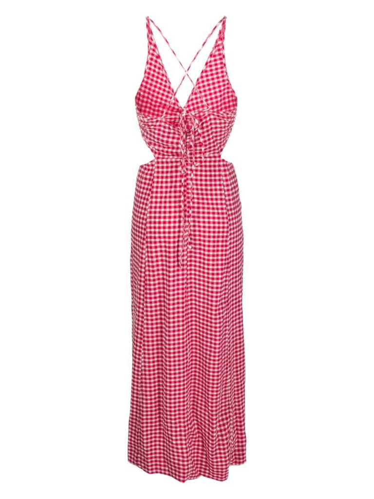 Red Gingham Maxi Dress