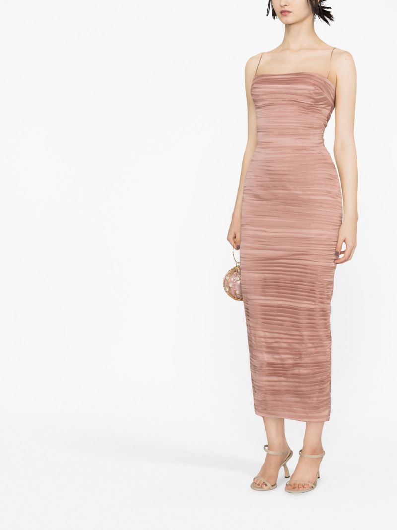 Pink Ruched Midi Dress