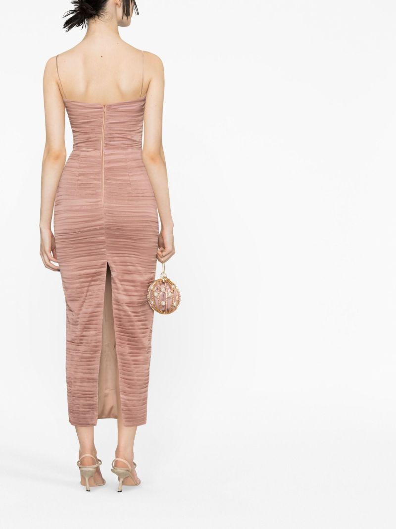 Pink Ruched Midi Dress