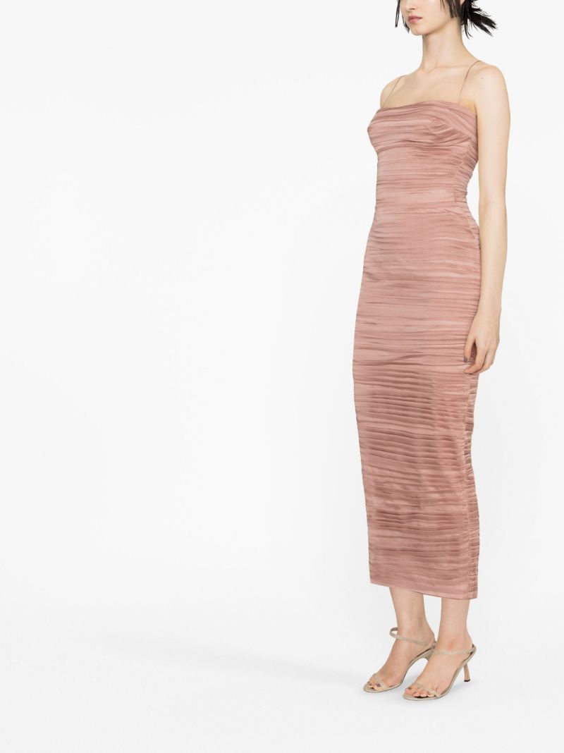 Pink Ruched Midi Dress