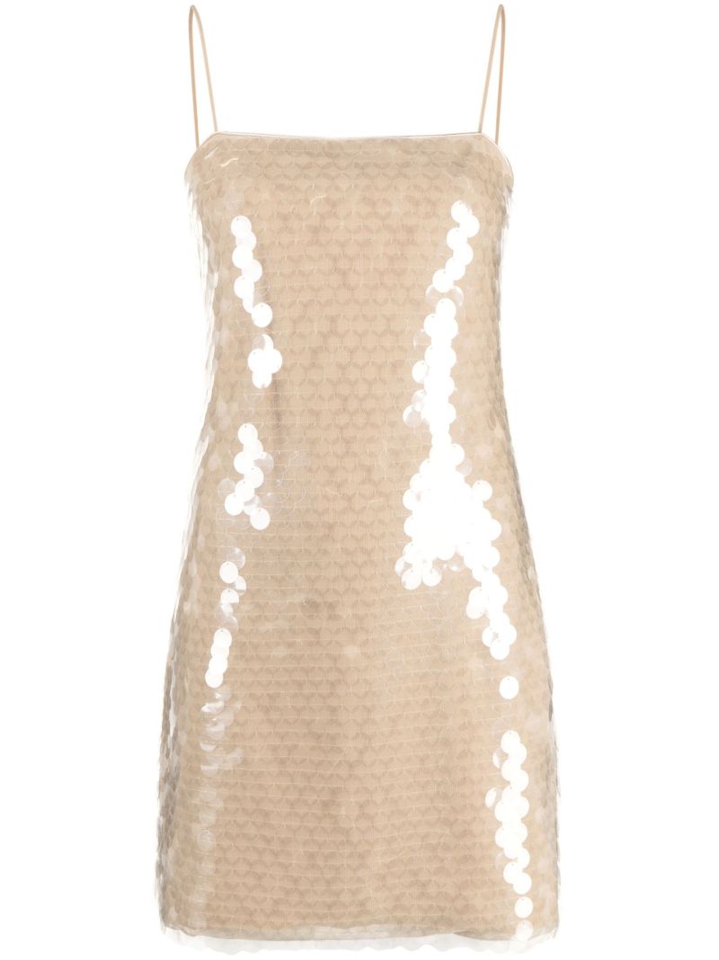 Neutral Luna Sequin Mini Dress