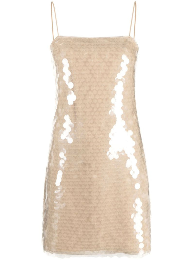 Neutral Luna Sequin Mini Dress