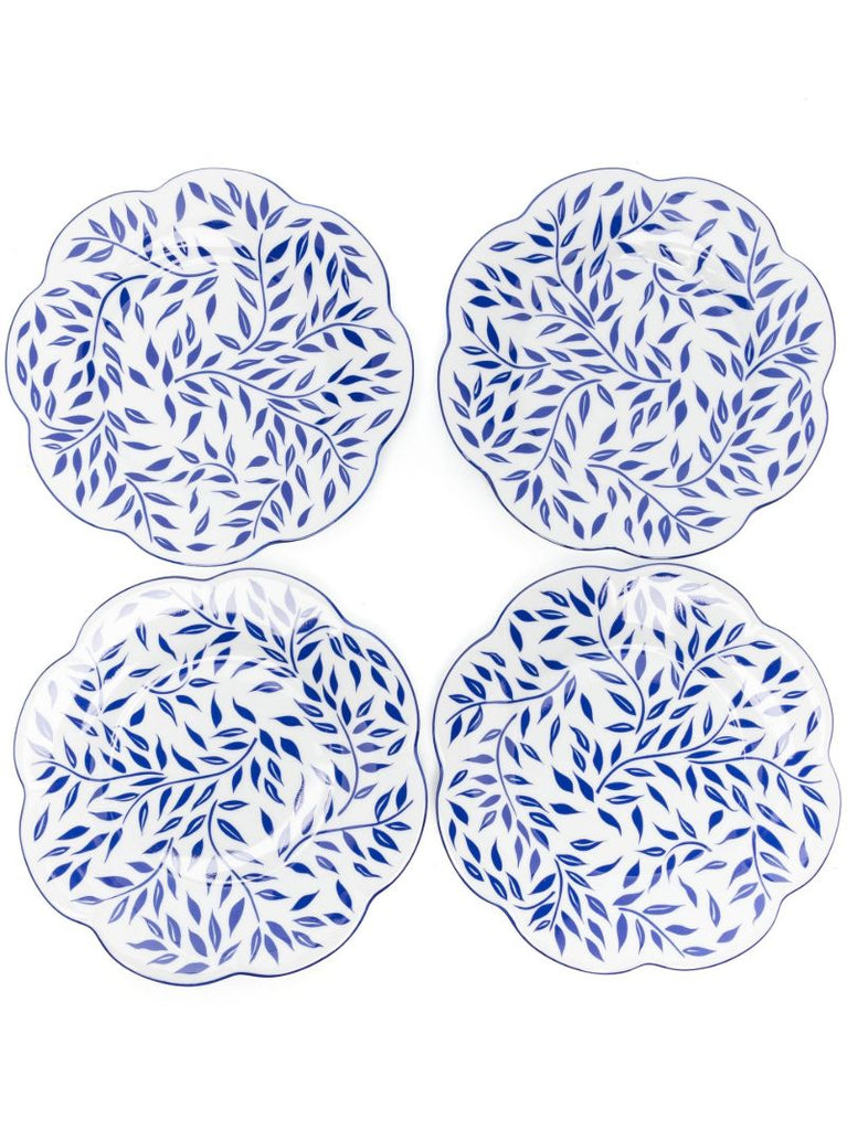 Blue Leaves Dessert Plate Set