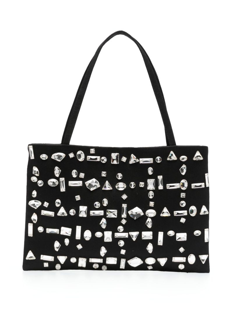 Black Crystal-embellished Mini Tote Bag