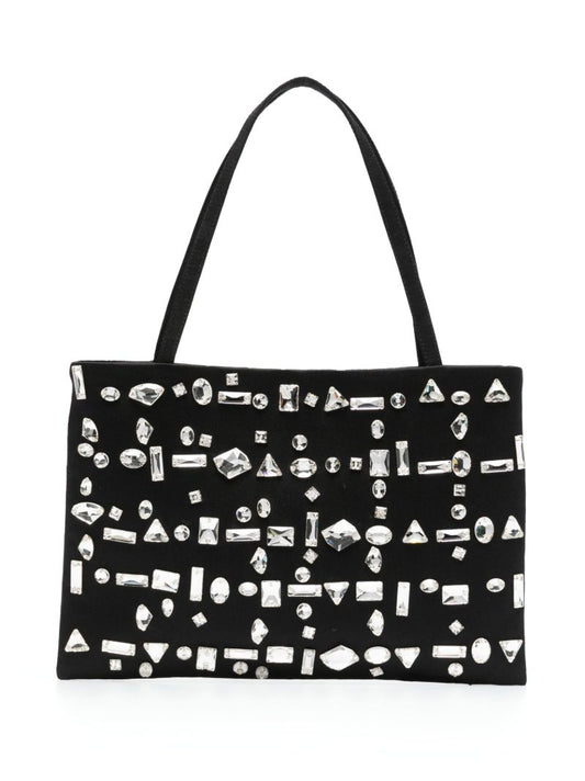 Black Crystal-embellished Mini Tote Bag
