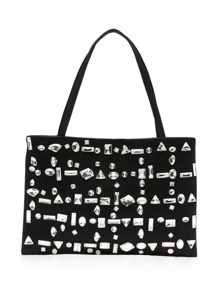 Black Crystal-embellished Mini Tote Bag