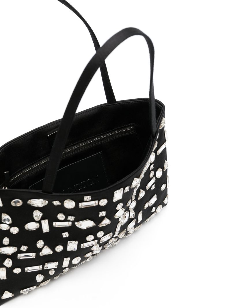 Black Crystal-embellished Mini Tote Bag
