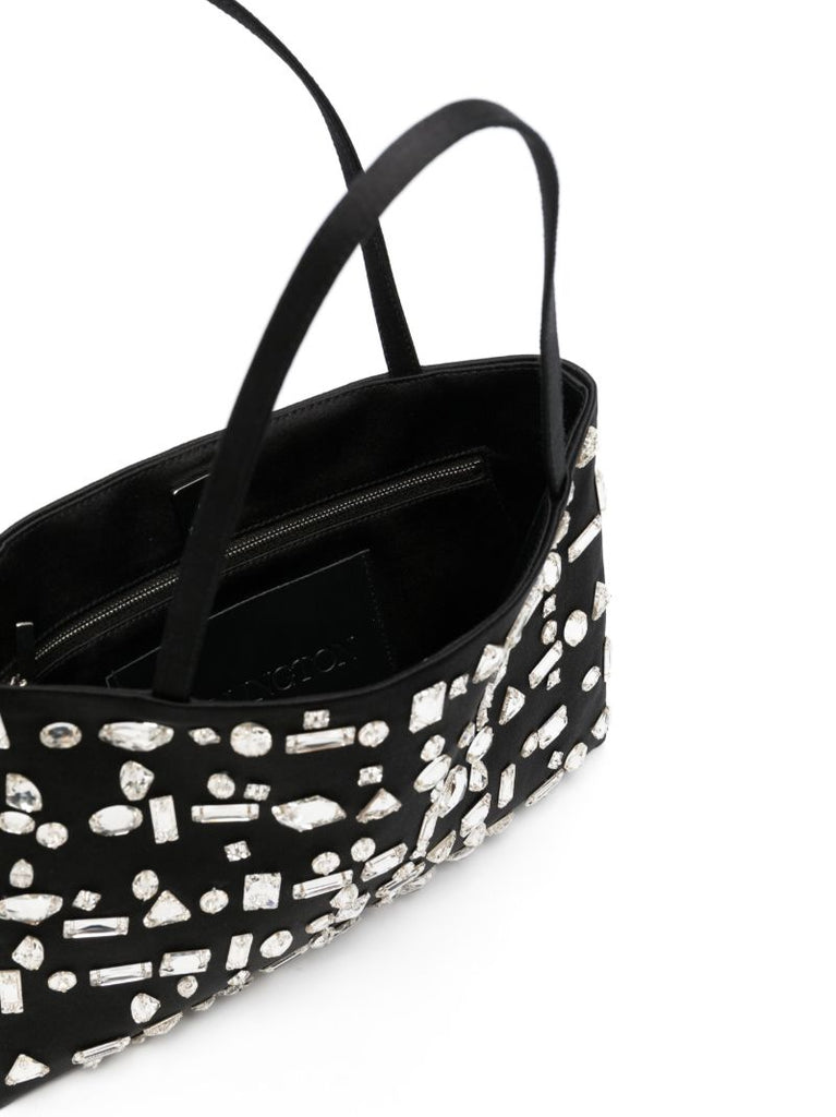 Black Crystal-embellished Mini Tote Bag