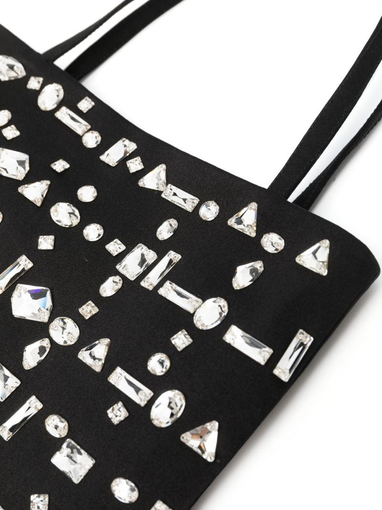 Black Crystal-embellished Mini Tote Bag