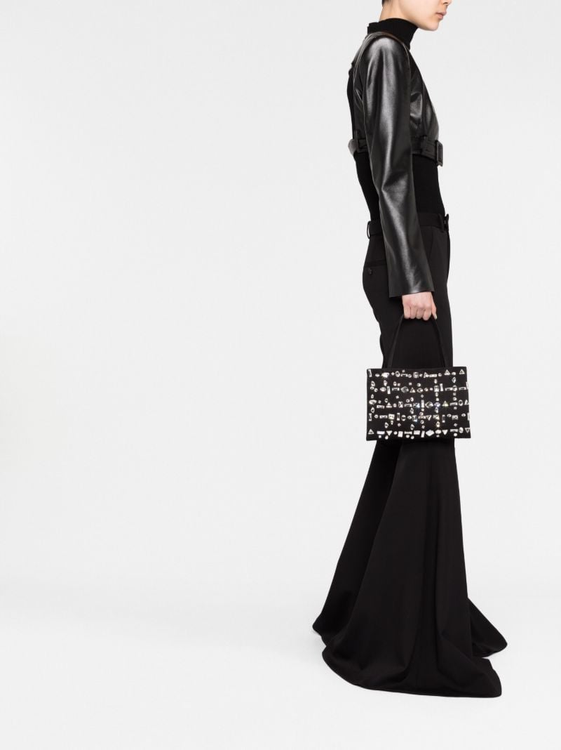 Black Crystal-embellished Mini Tote Bag