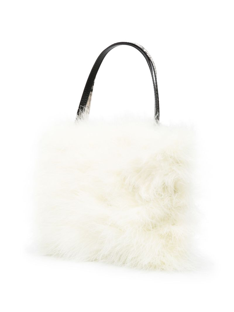 White Suki Snakeskin-effect Feather-insert Tote Bag