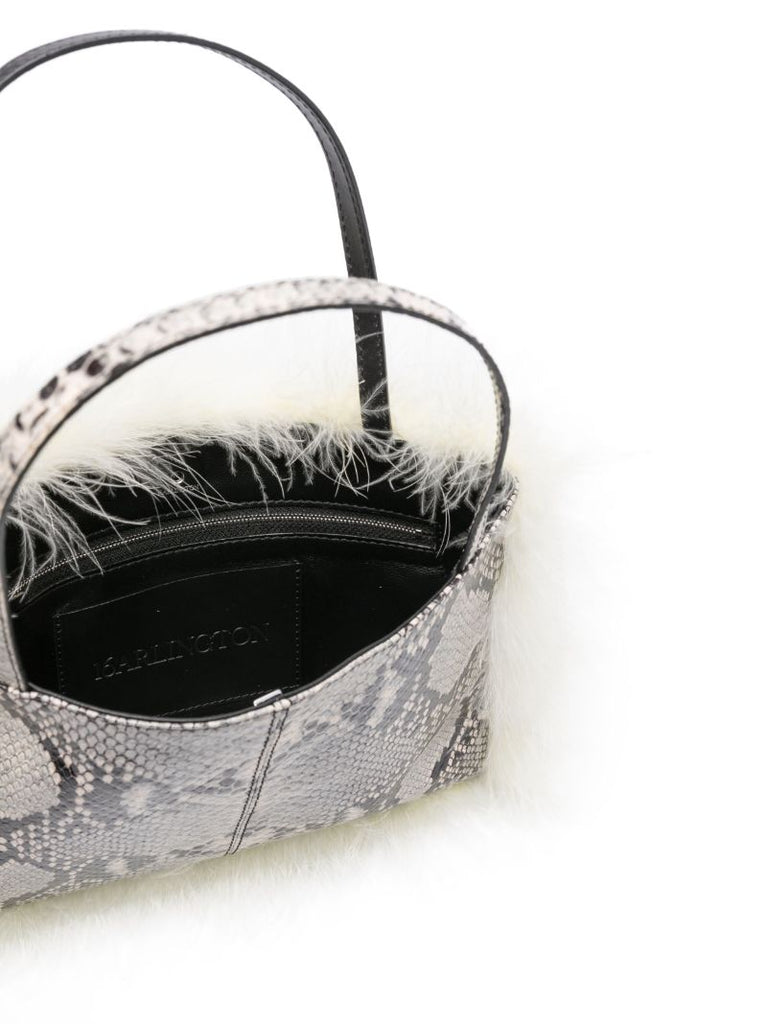 White Suki Snakeskin-effect Feather-insert Tote Bag