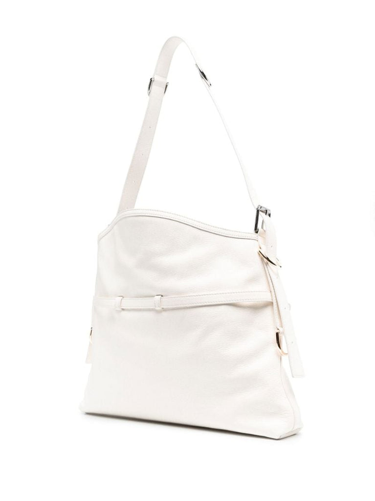 White Medium Voyou Leather Shoulder Bag