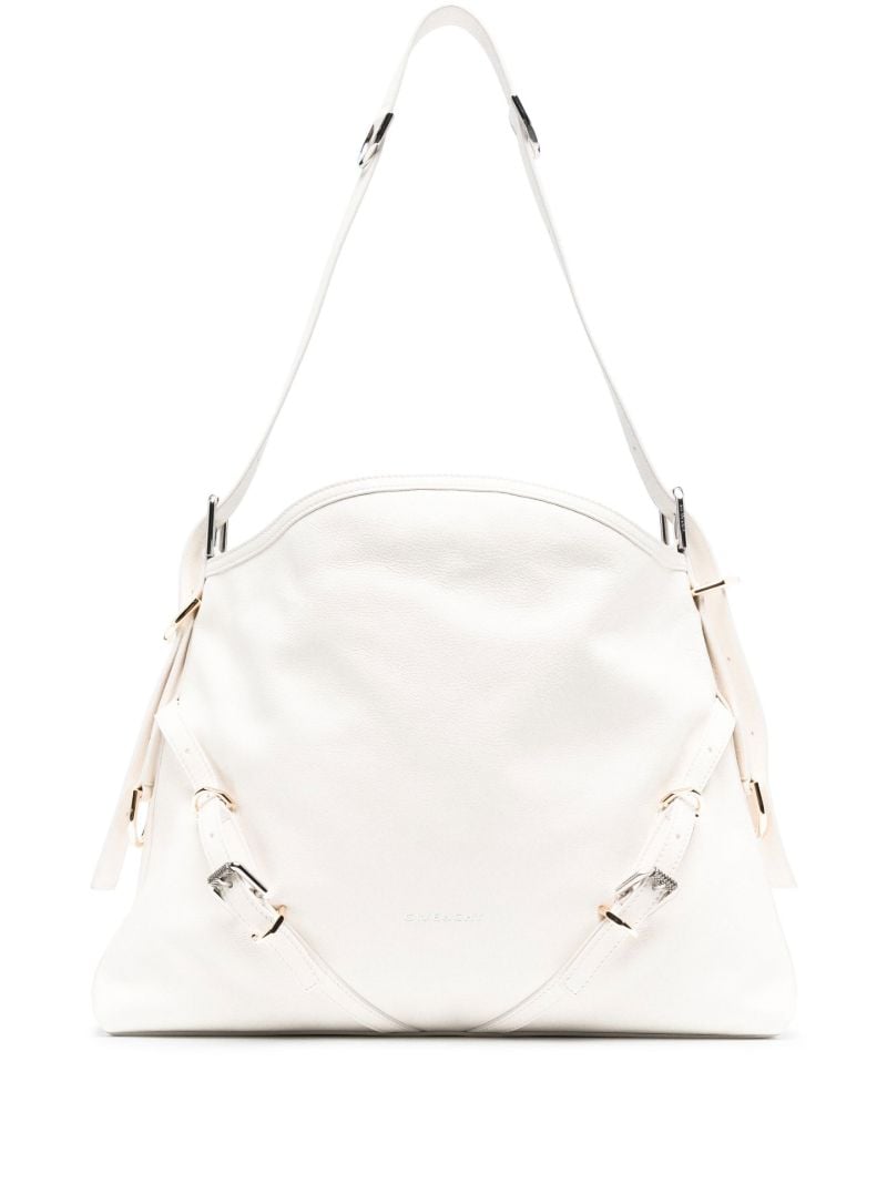 White Medium Voyou Leather Shoulder Bag