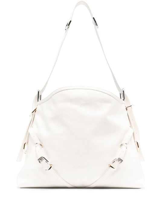 White Medium Voyou Leather Shoulder Bag