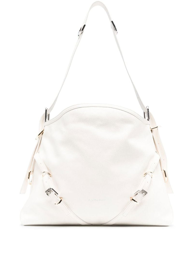 White Medium Voyou Leather Shoulder Bag