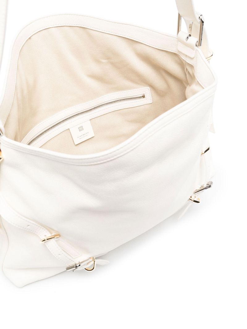 White Medium Voyou Leather Shoulder Bag