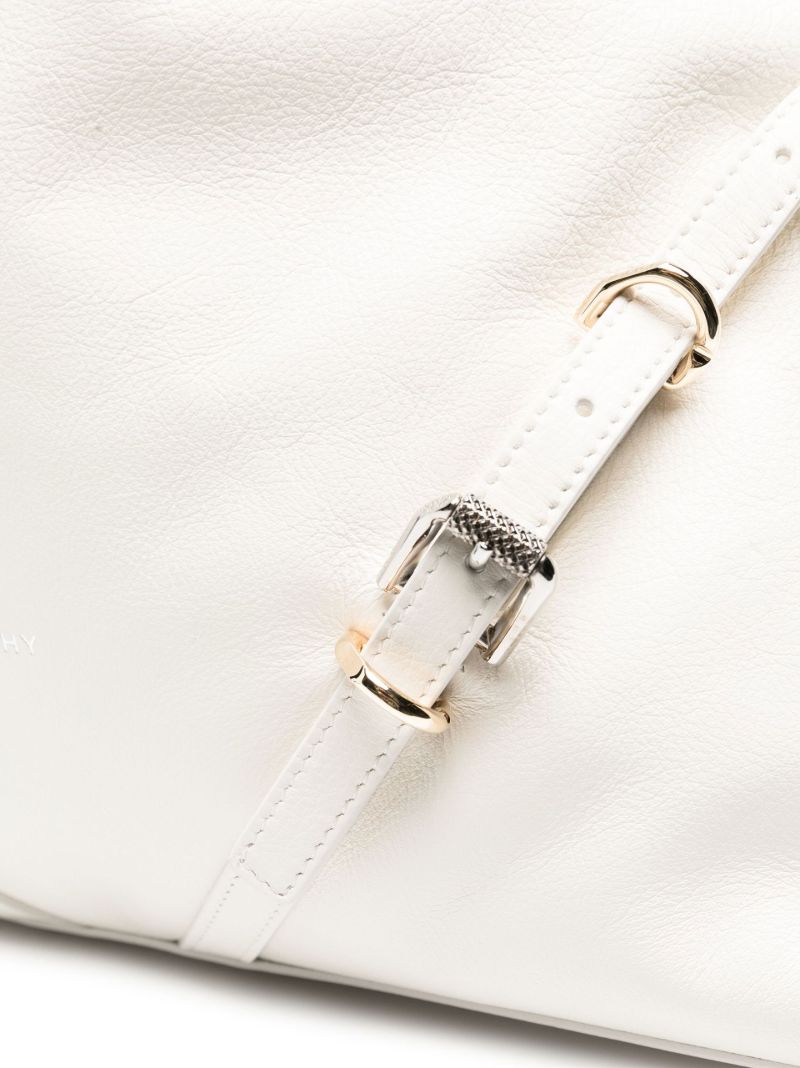 White Medium Voyou Leather Shoulder Bag