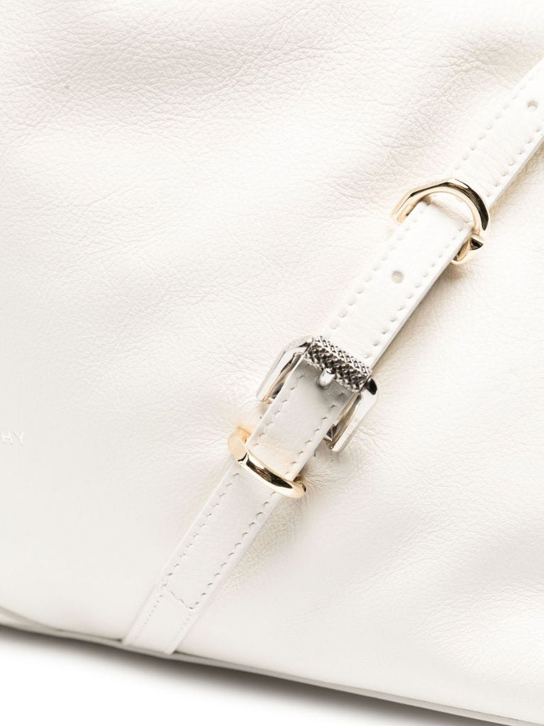 White Medium Voyou Leather Shoulder Bag