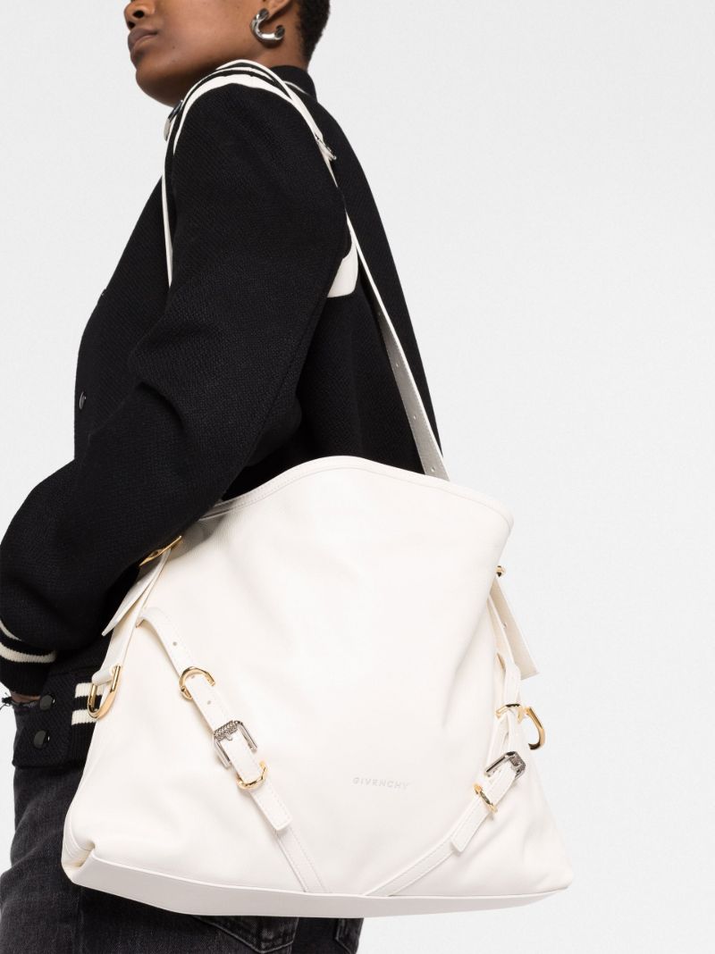 White Medium Voyou Leather Shoulder Bag