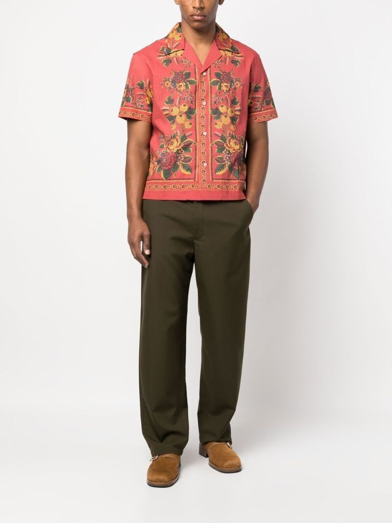Red Cotton Floribunda Shirt