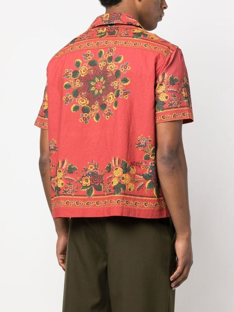 Red Cotton Floribunda Shirt