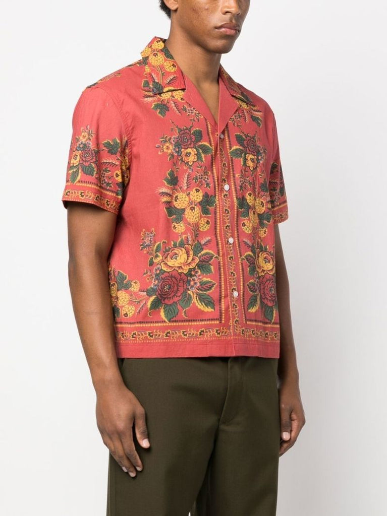 Red Cotton Floribunda Shirt