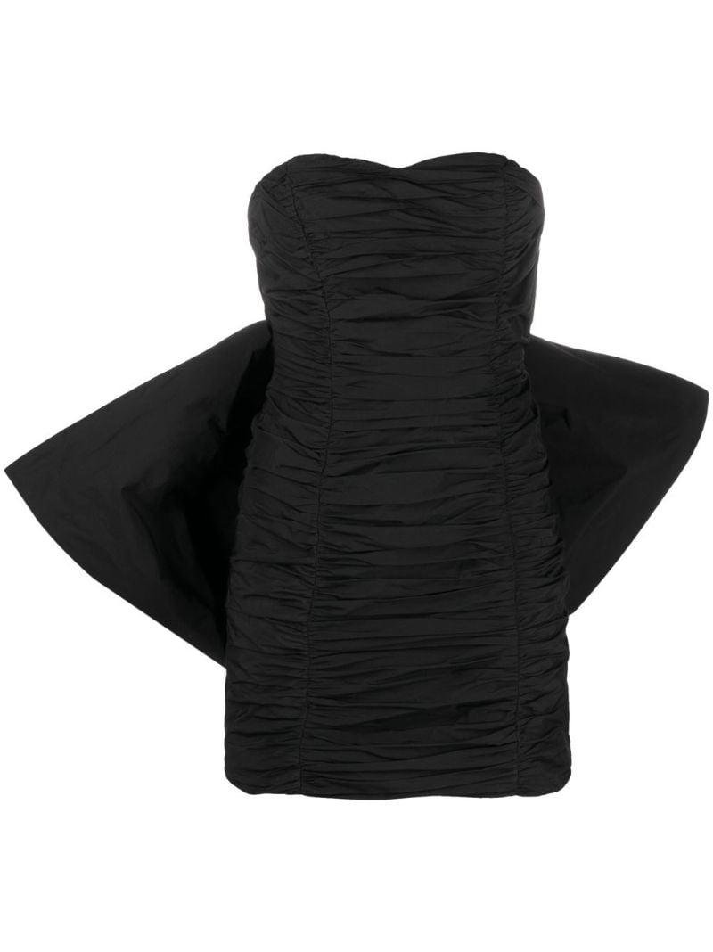 Black Bow Detail Ruched Mini Dress