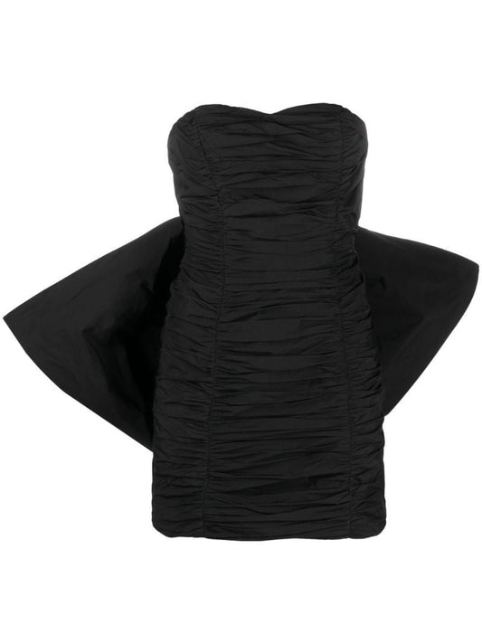 Black Bow Detail Ruched Mini Dress