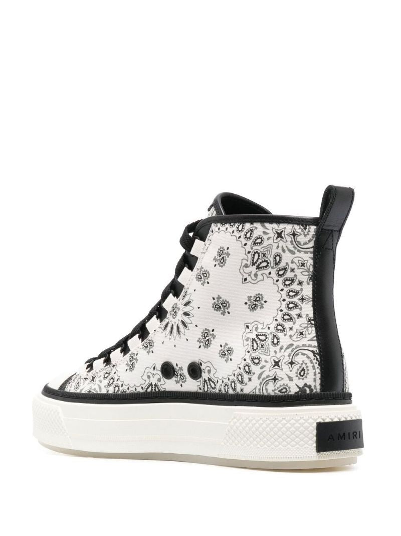 White Bandana Print High-top Sneakers