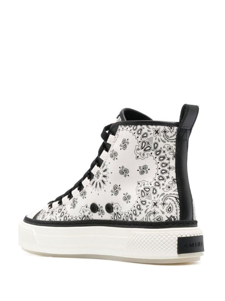 White Bandana Print High-top Sneakers